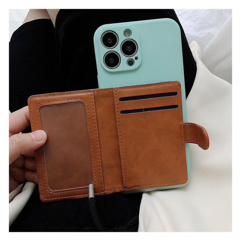 Color Block Soft Shell Leather Wallet Case with Card Slots