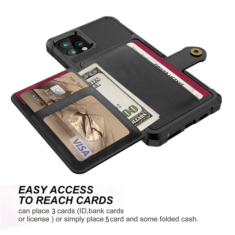 Button Wallet Phone Case with Built-in Magnetic Iron