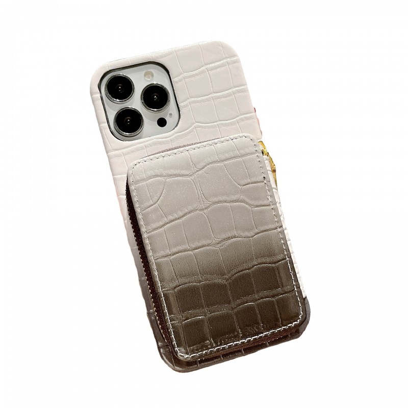 Gradient Crocodile Pattern Phone Case with Wallet