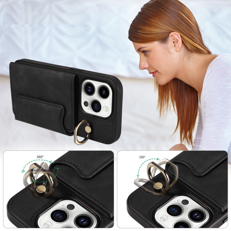 Skin-like Ring Buckle Bracket Card Holder Phone Case