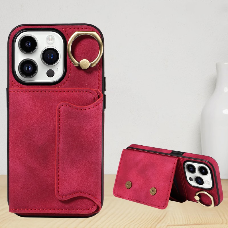 Skin-like Ring Buckle Bracket Card Holder Phone Case