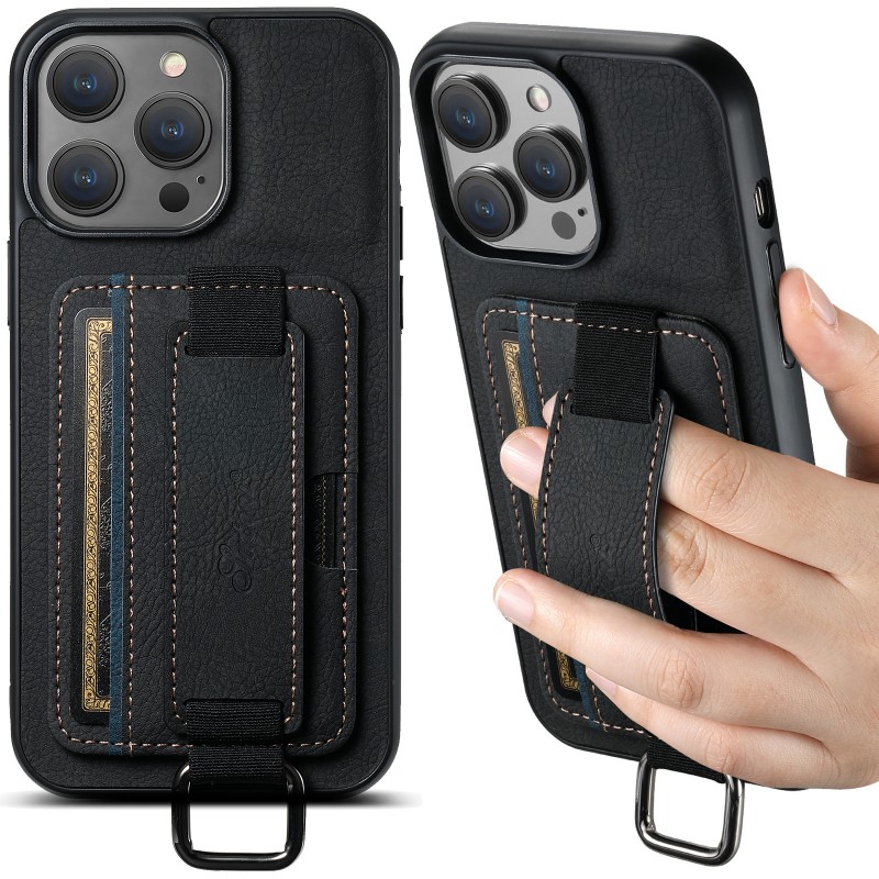 Apple Card Slot Phone Case with Wristband Stand