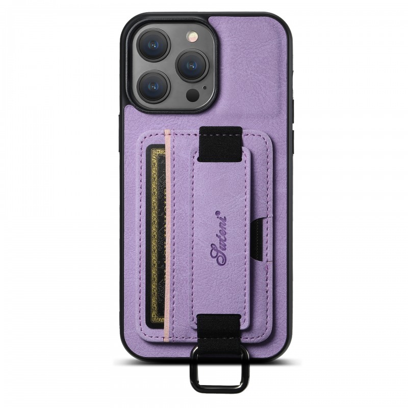 Apple Card Slot Phone Case with Wristband Stand