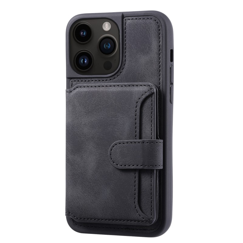 Skin-like Texture Magnetic Adsorption Bracket Card Wallet Case