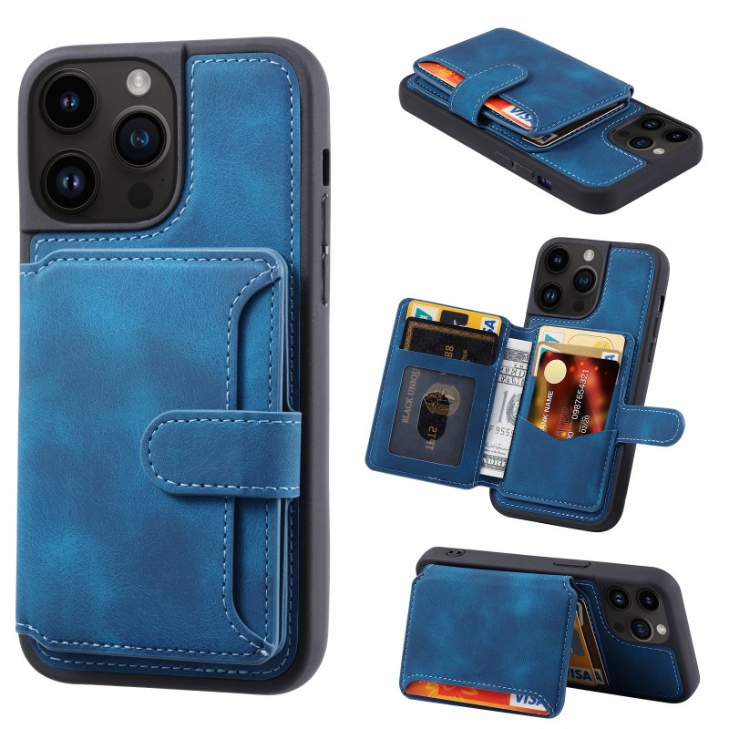 Skin-like Texture Magnetic Adsorption Bracket Card Wallet Case