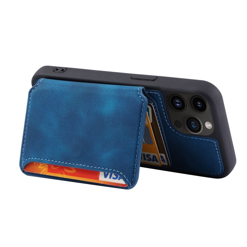 Skin-like Texture Magnetic Adsorption Bracket Card Wallet Case