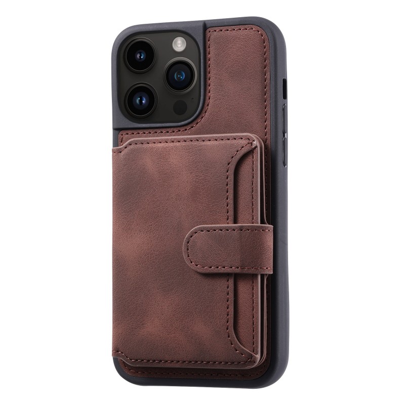 Skin-like Texture Magnetic Adsorption Bracket Card Wallet Case