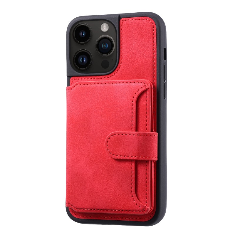 Skin-like Texture Magnetic Adsorption Bracket Card Wallet Case