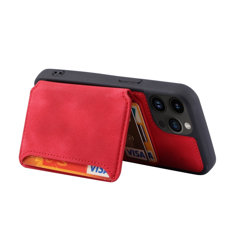 Skin-like Texture Magnetic Adsorption Bracket Card Wallet Case