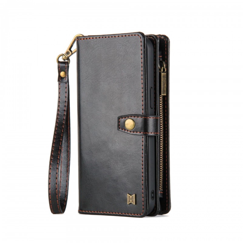 Flip Leather Case with Magnetic Closure and Wallet Design for iPhone