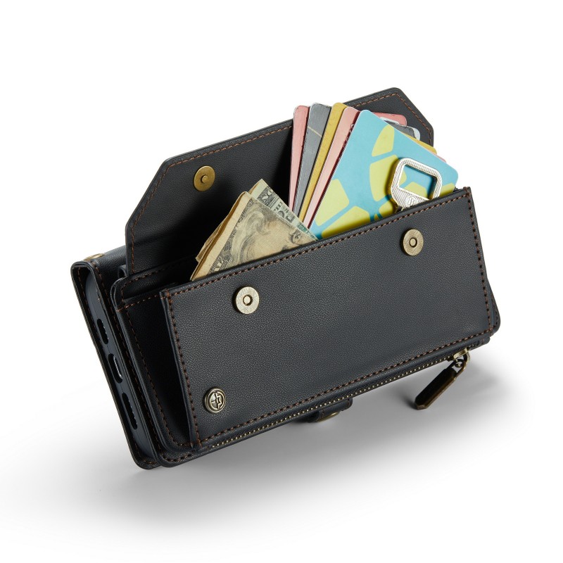 Multi-functional Flip Leather Case with Zipper Wallet for iPhone