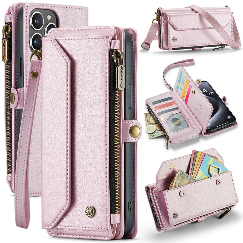 Multi-functional Flip Leather Case with Zipper Wallet for iPhone