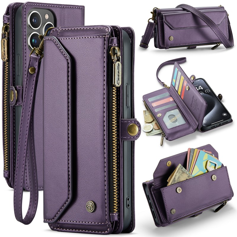 Multi-functional Flip Leather Case with Zipper Wallet for iPhone