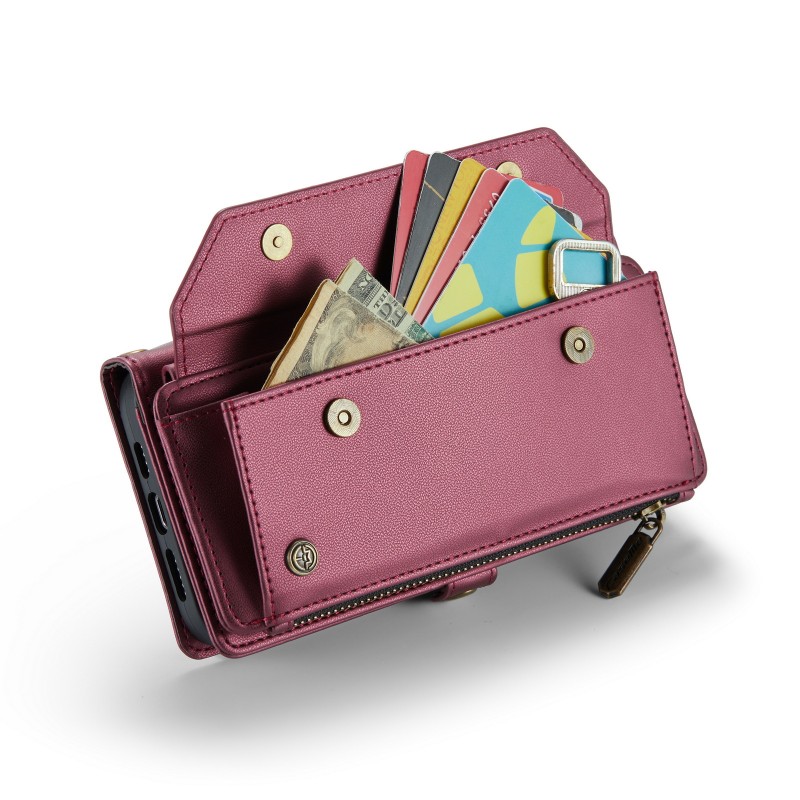 Multi-functional Flip Leather Case with Zipper Wallet for iPhone