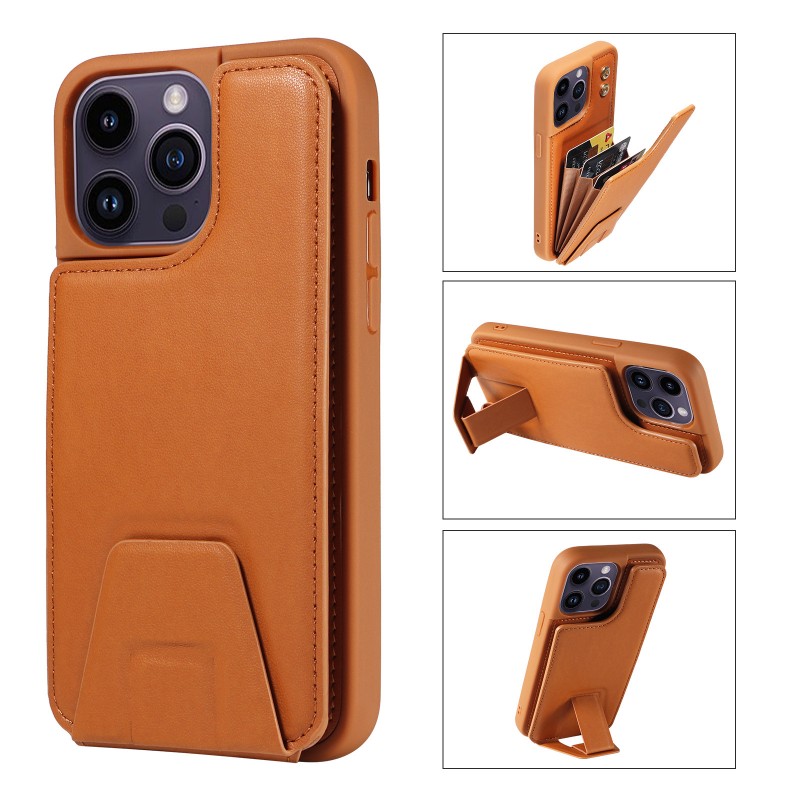 iPhone Wallet Phone Case Leather Full-body Shockproof Stand