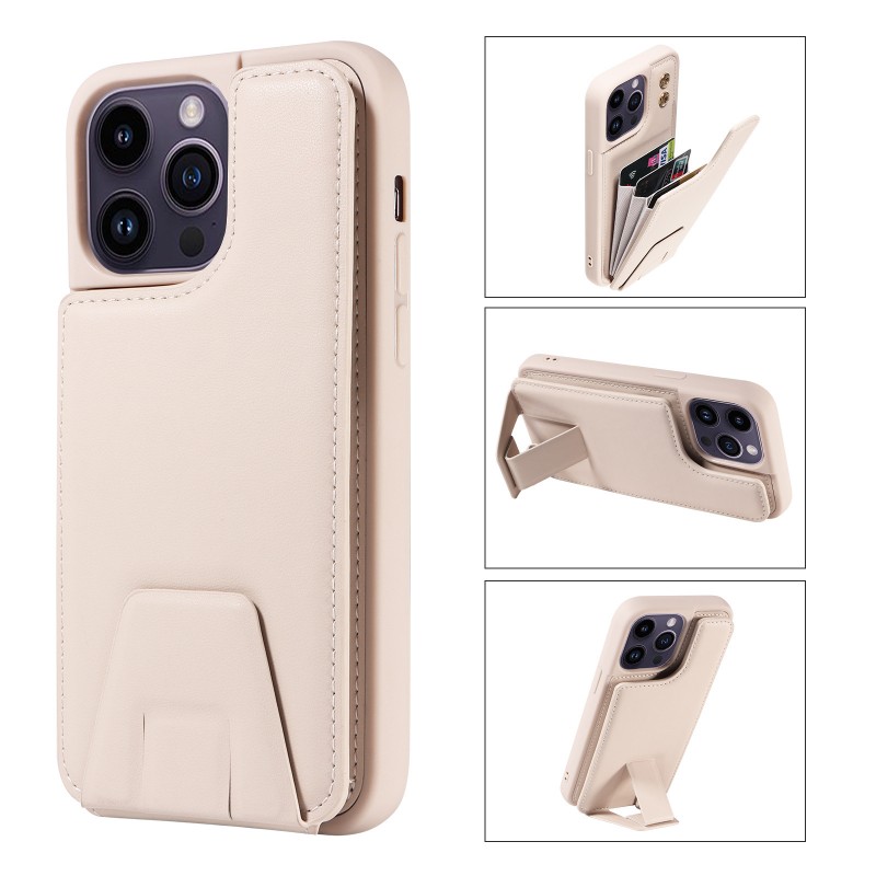 iPhone Wallet Phone Case Leather Full-body Shockproof Stand